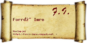 Forró Imre névjegykártya